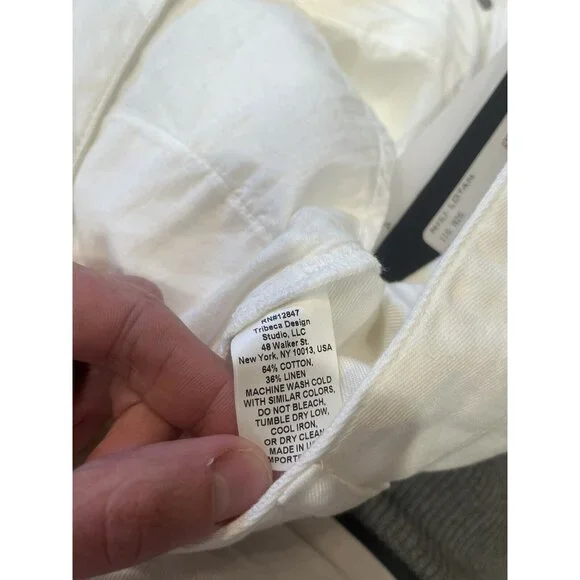 NWT NILI LOTAN Bias Linen/Cotton Pants in White Size 10 3NL135 MSRP $375